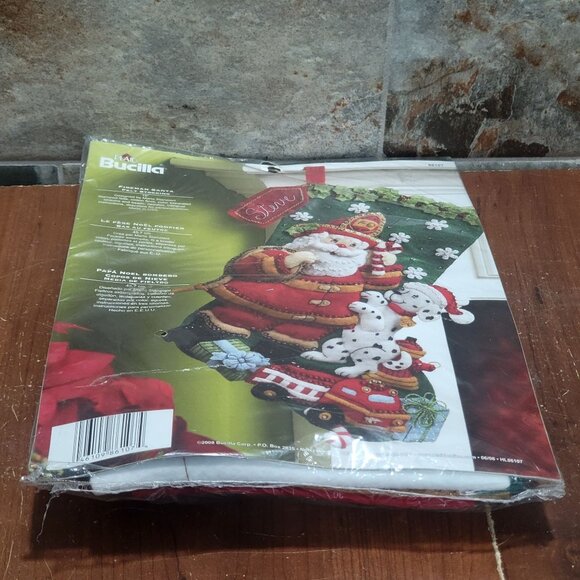 Plaid Bucilla Felt Stocking Kit 2008 Fireman Santa Dalmatian Dog 18" 86107 - Picture 5 of 11